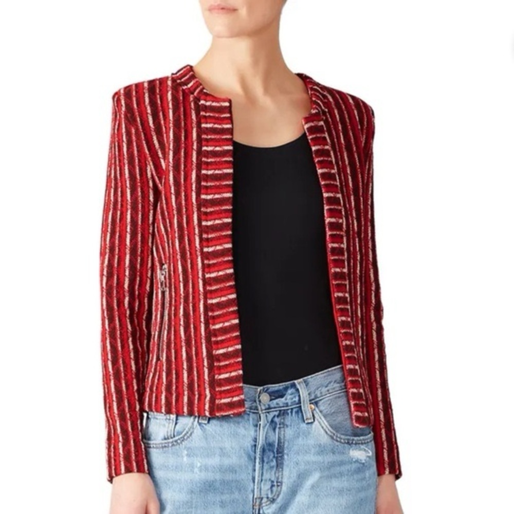 IRO Red Striped Blazer Tailored Cropped